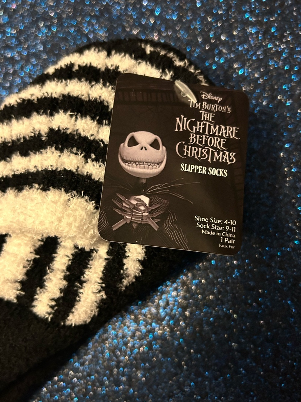 Disney The Nightmare Before Christmas Black and White Slipper Socks